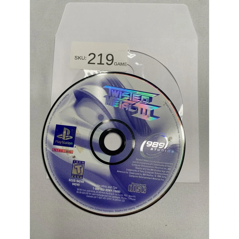 Twisted Metal III 3 Sony PlayStation 1 PS1 1998 989 Studios Disc Only SCUS-94249